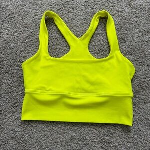 Vitality Neon Yellow Longline Sports Bra Crop Top Size Small